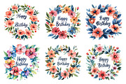 Happy Birthday Floral Wreath PNG, an Illustration by SinaCreation (Thumbnail 3 of 5)