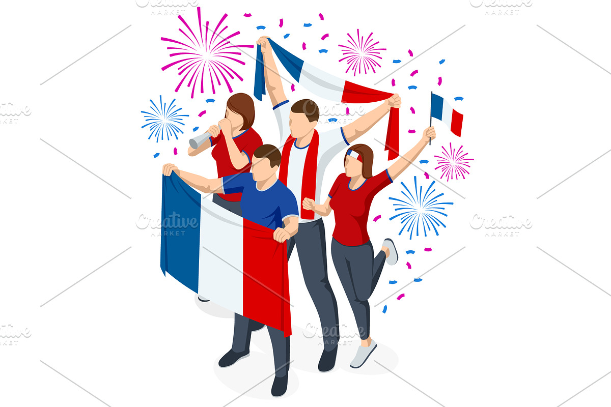 Isometric French football fans, a Sport Illustration by Golden Sikorka
