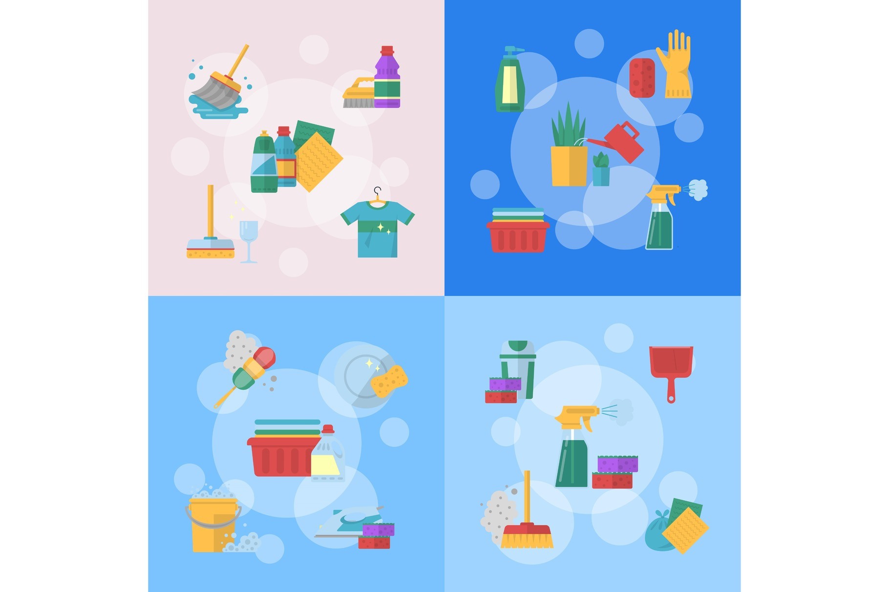 Vector cleaning flat icons, a Graphic by Onyx | Creative Market