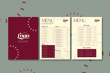 Maroon Minimal Geometric Menu