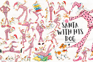 Santa With His Dog PNGs
