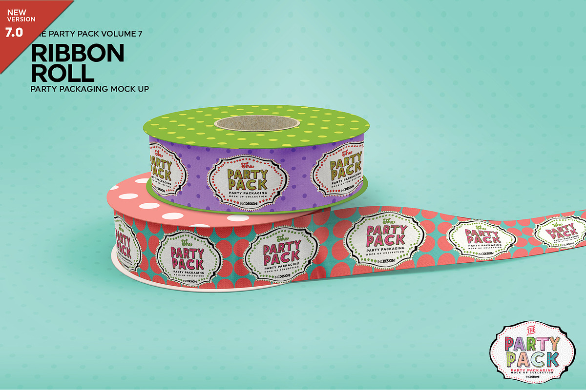 Satin Ribbon Roll Mockup, a Packaging Mockup by INCDesign (Photo 1 of 6)