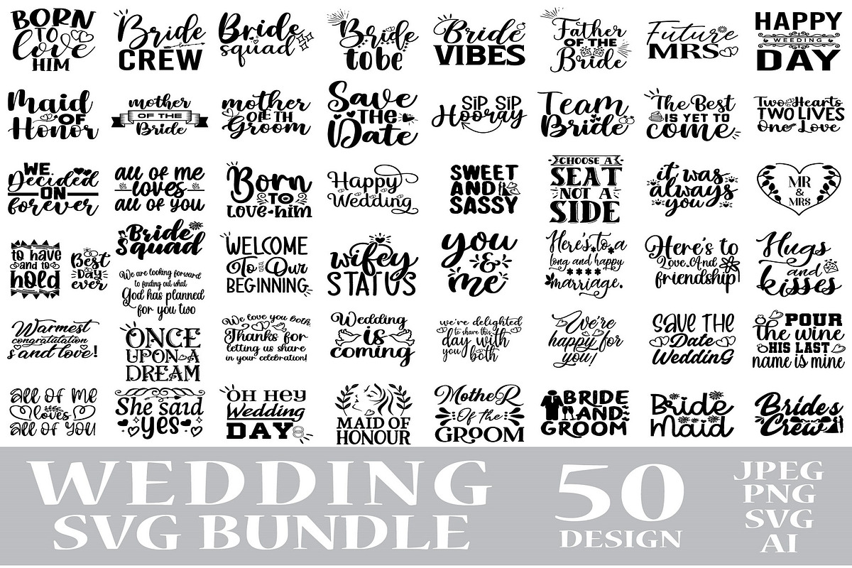 Wedding Quotes Svg PNG Bundle, a Texture Graphic by EllaMaiyaali (Photo 1 of 3)