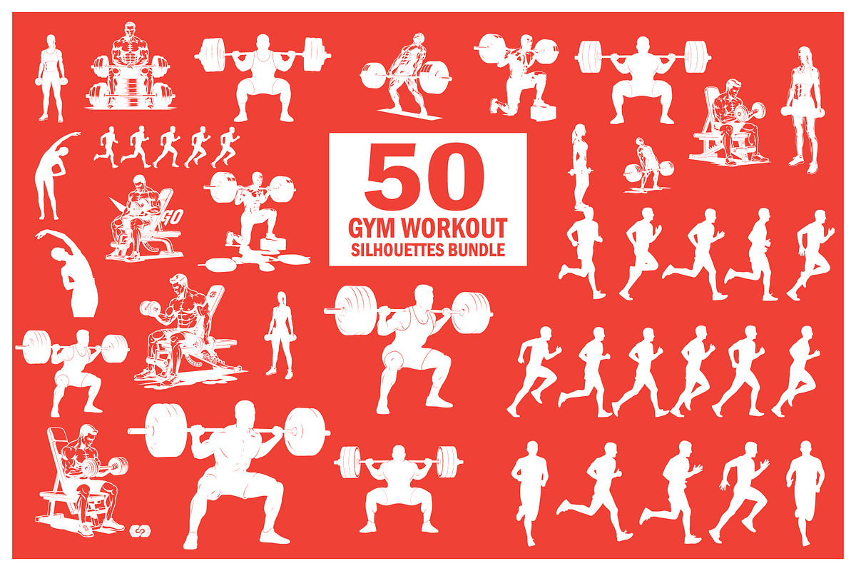 Gym Workout Silhouettes Bundle | Wei, an Object Graphic by balal (Photo 5 of 5)