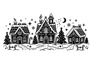 Gingerbread Winter Village Set, an Object Graphic by Creativeshirt (Thumbnail 3 of 3)