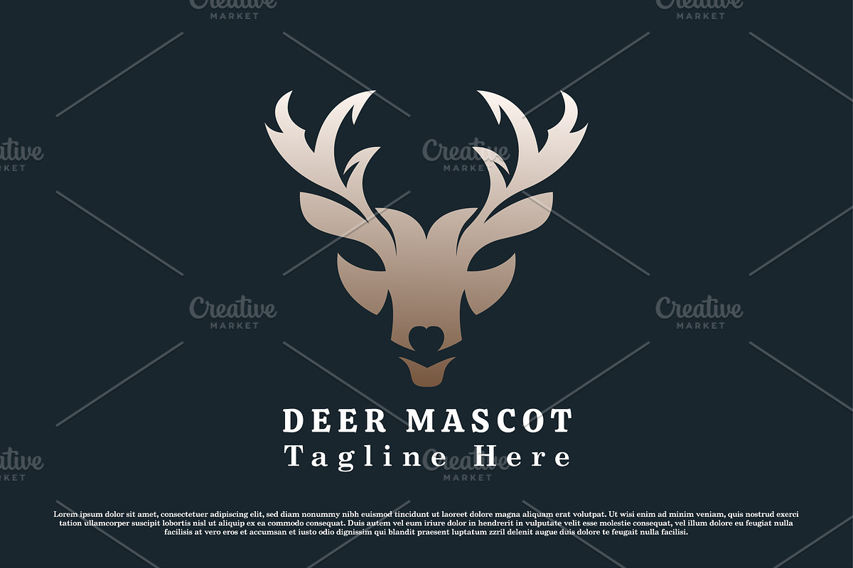 Deer Head Mascot Logo Design Icon, a Branding & Logo Template by Morvana Crew