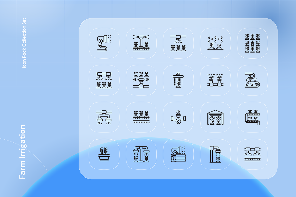 Farm Irrigation Icon Set, an Outline Icon by Nathaya Studio (Photo 2 of 2)