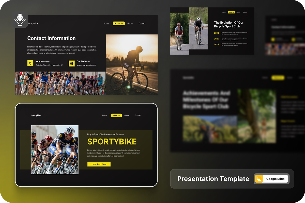 Bicycle Sports Club Google Slide, a Presentation Template by SquidPixey (Photo 1 of 6)