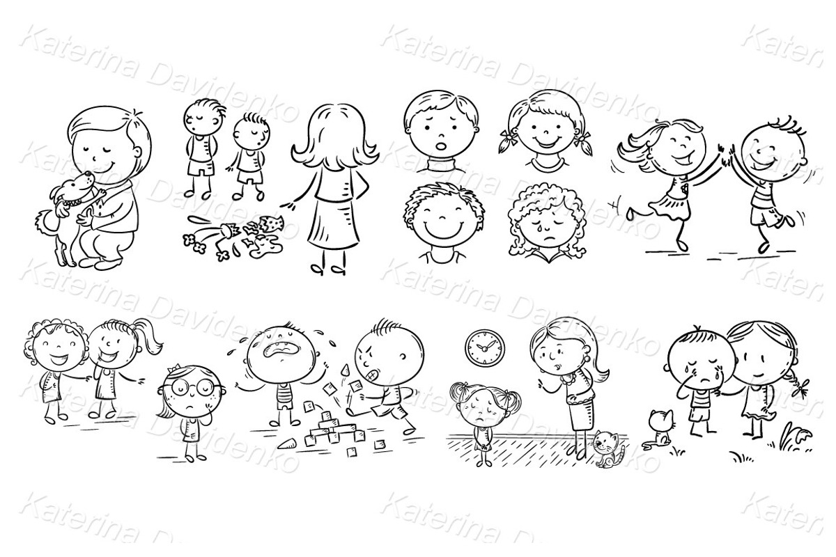 Doodle kids various emotion set, a Person Illustration by Bubert Art (Photo 7 of 7)