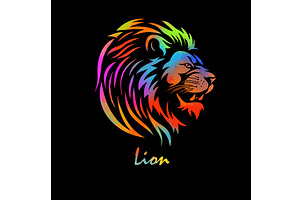 Lion head on black background, an Animal Illustration by Nenahliadava Design
