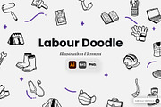 Labour Doodle Illustration Element, an Object Graphic by SLAB! Design (Thumbnail 1 of 2)
