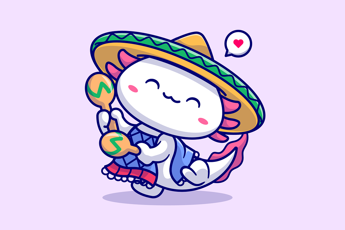 Cute Axolotl Playing Maracas Cartoon, an Animal Illustration by Catalyst Labs (Photo 3 of 3)