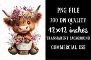 Highland Cow Easter Floral Clipart, an Illustration by Designking (Thumbnail 4 of 5)