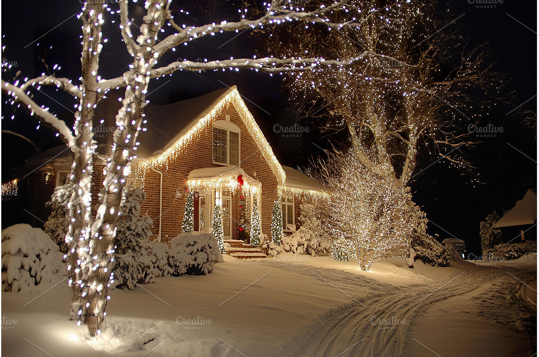 charming home illuminated by winter, a Holiday Photo by Lermont51