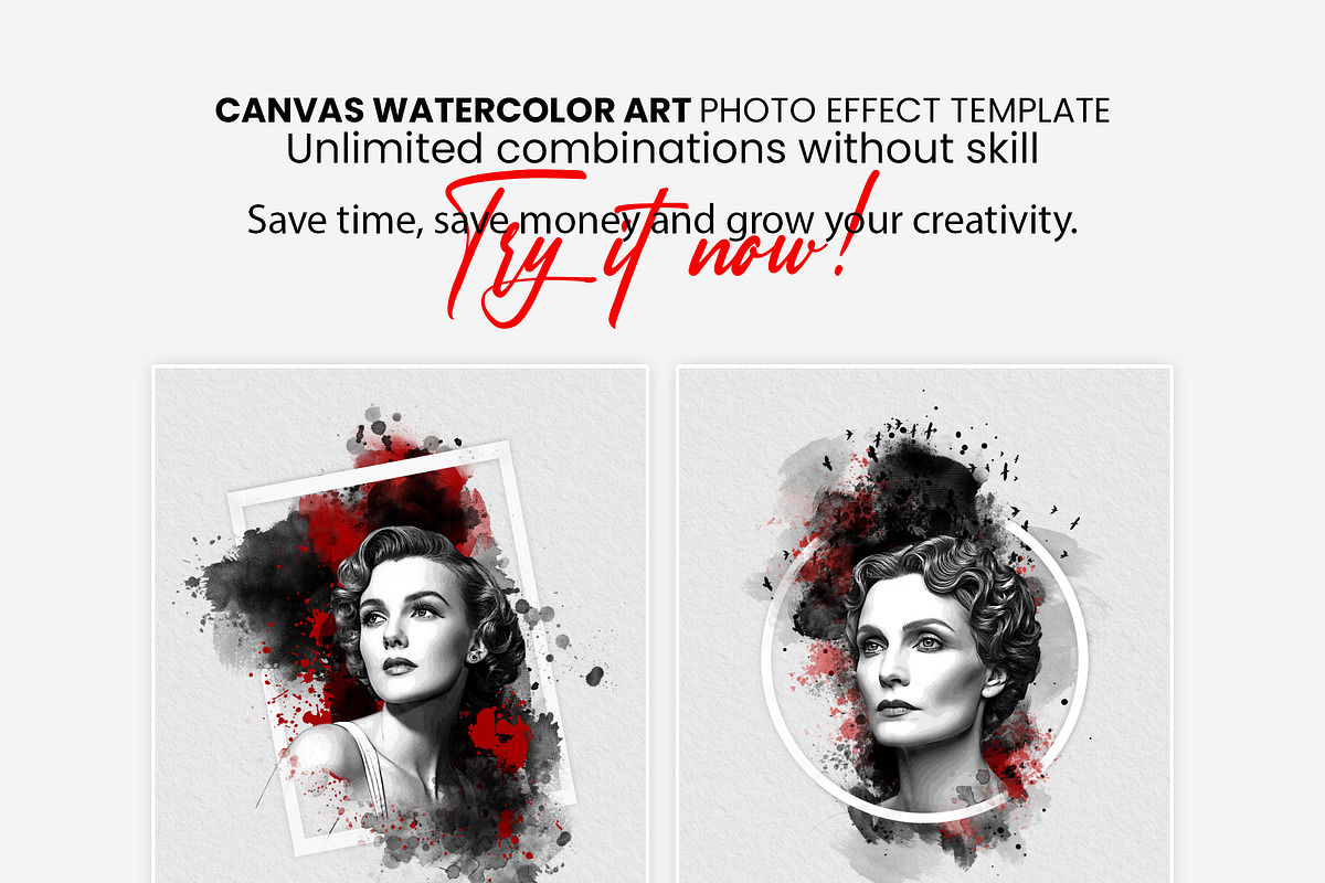 Watercolor Canvas Frame Art Effect, an Action Add-On by MRI STUDIO (Photo 2 of 34)