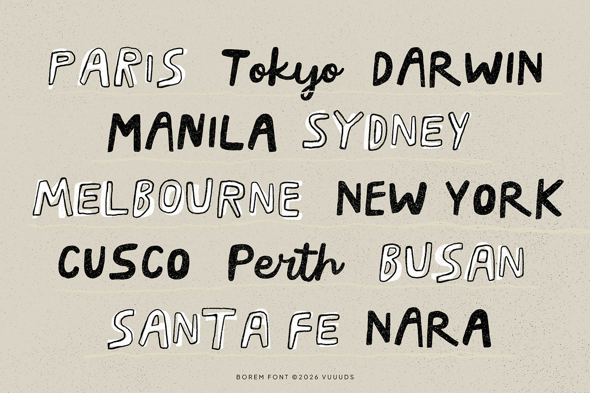 Borem - Handmade Trio Fonts, a Handwritten Font by vuuuds (Photo 6 of 9)