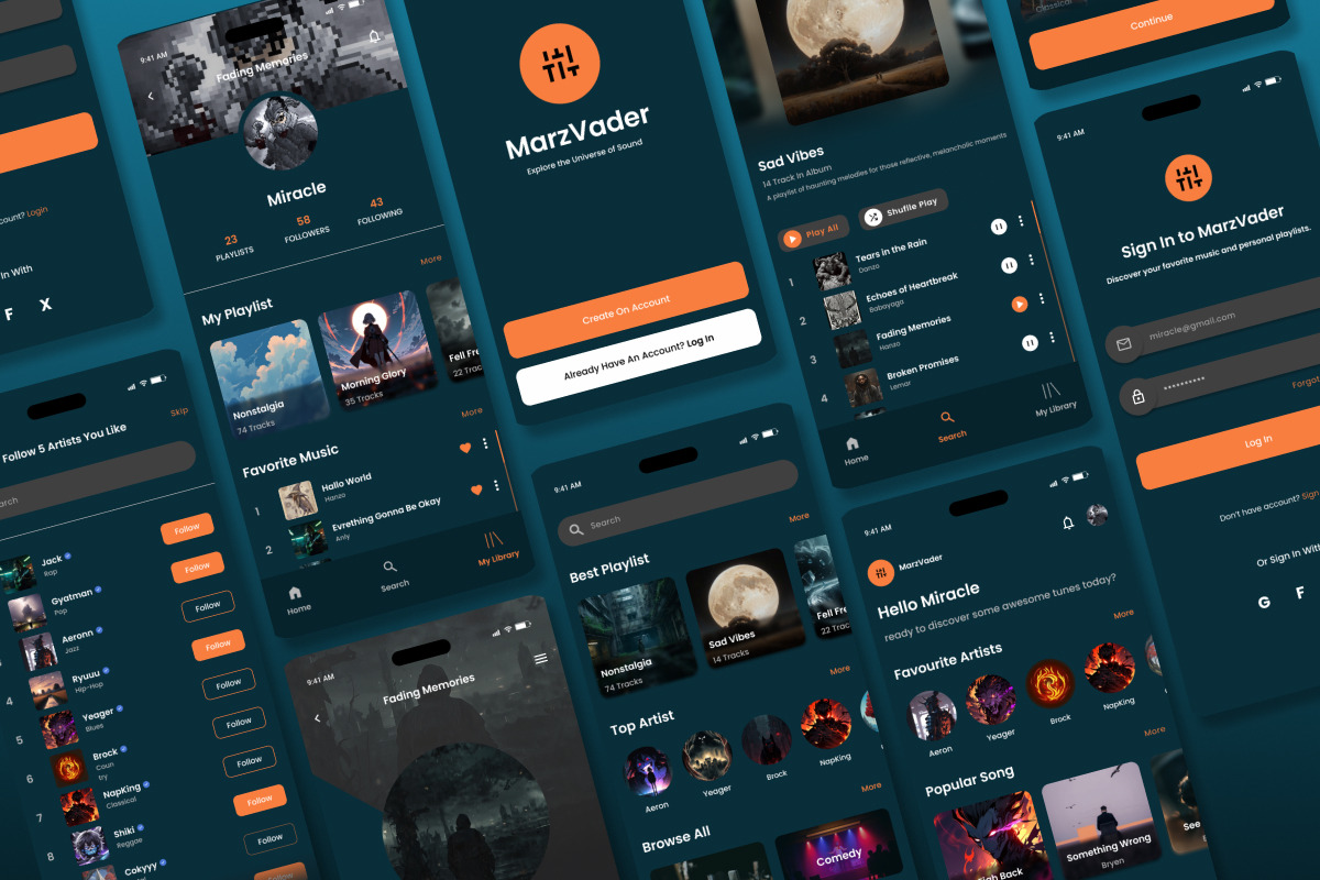 MarzVader - Music Streaming Mobile A, an App Template by trabaskriya (Photo 4 of 5)