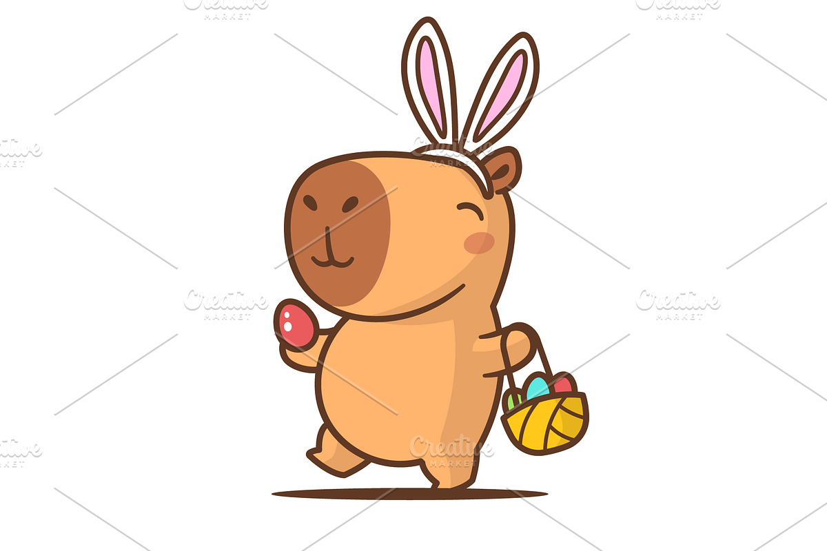 Capybara Easter Egg Hunt, an Animal Illustration by Vector Kitchen by Zoljo