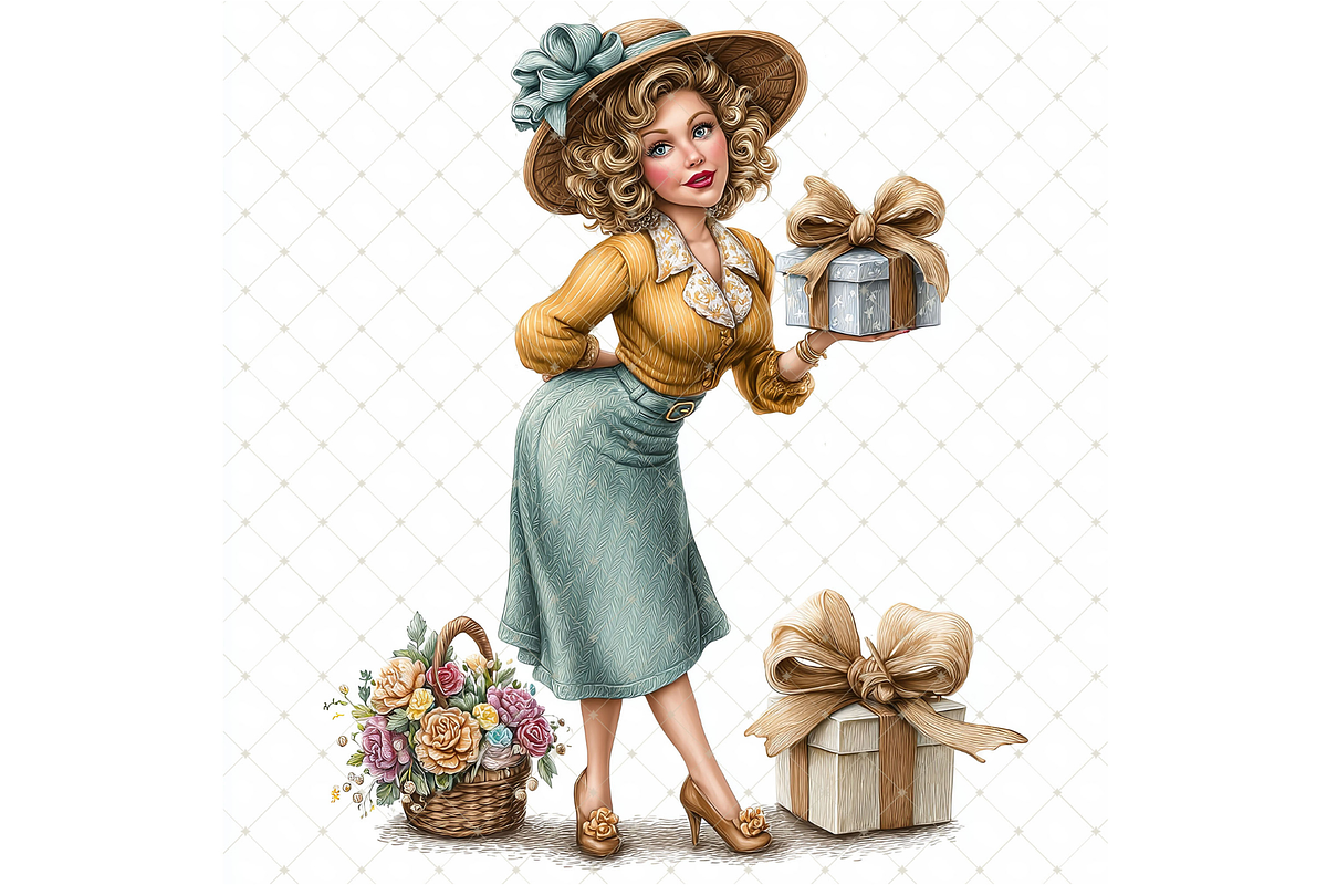 Woman With a Gift Clipart JPG, a Person Illustration by Memories By Lea (Photo 10 of 20)