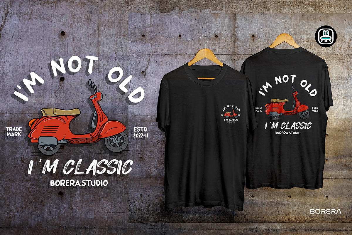 t-shirt design i'm not old vespa, an Illustration by borera studio