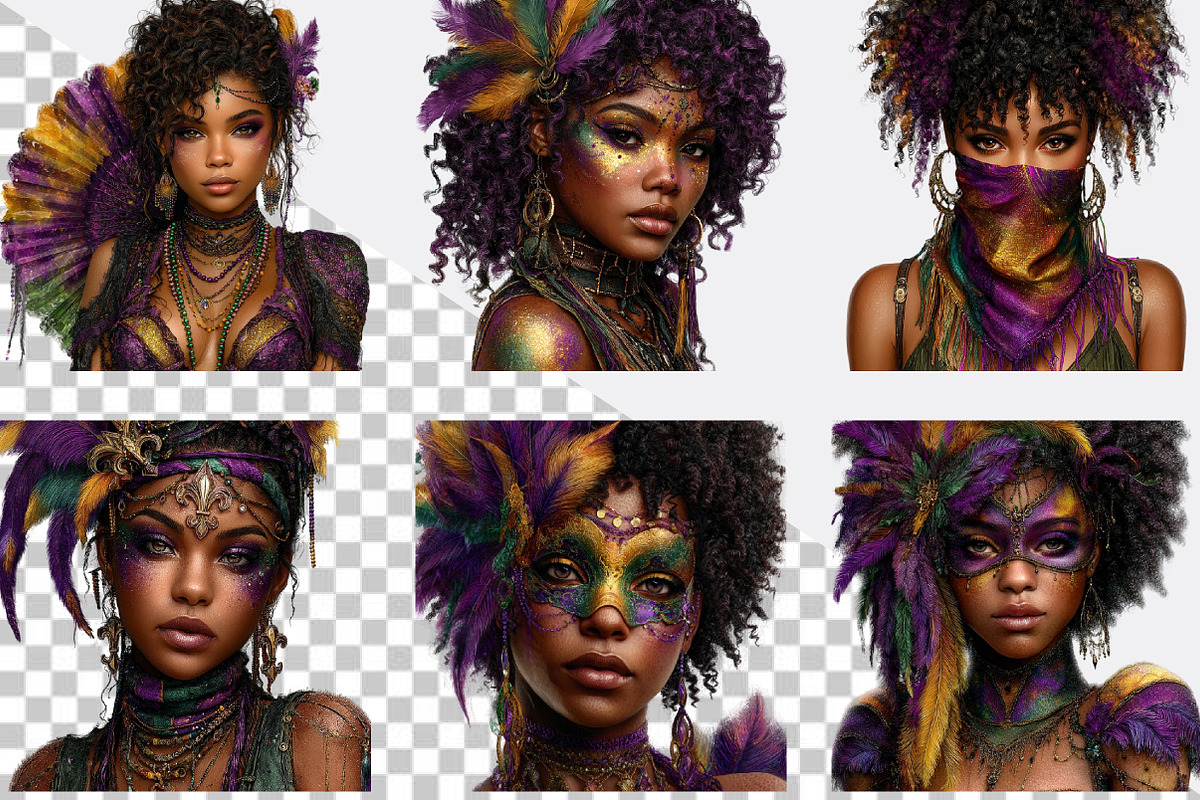 Mardi Gras Afro Little Girl Clipart, an Illustration by SVGArt (Photo 3 of 8)