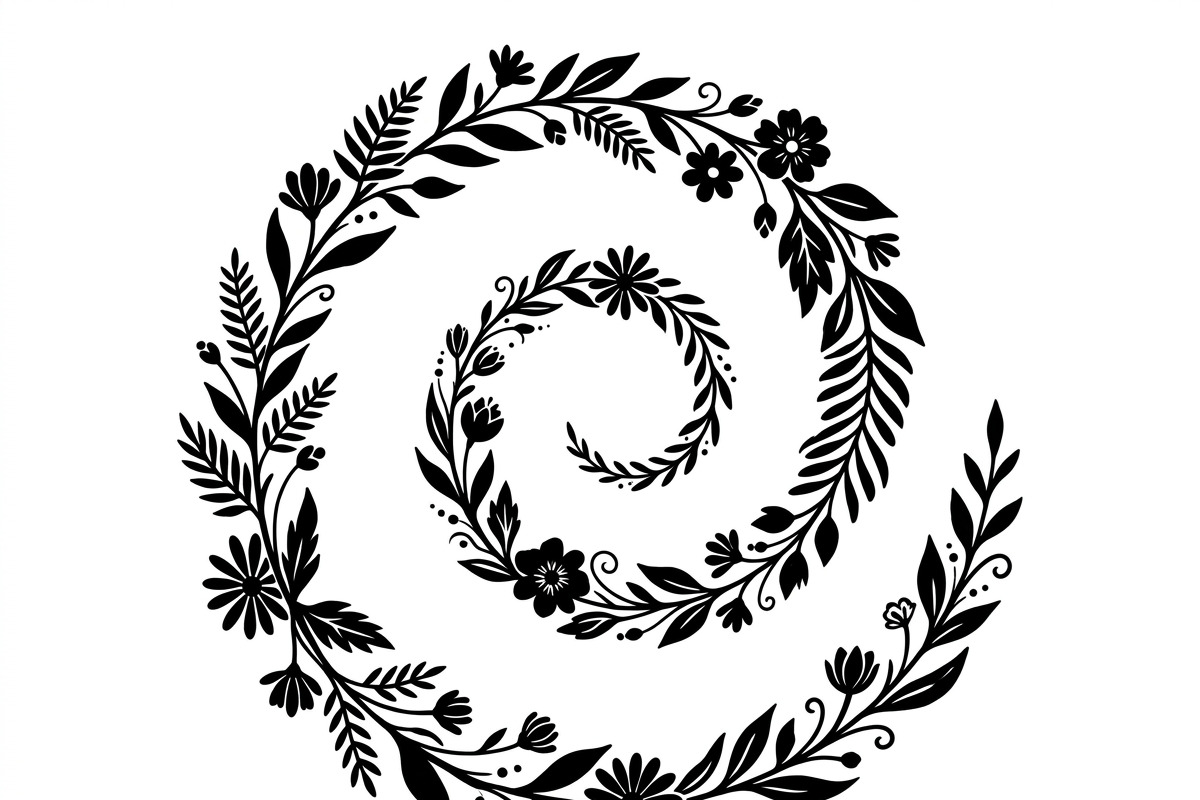 50 Elegant Floral Leaf Spiral Frame, a Decorative Illustration by Amazin_art (Photo 9 of 39)