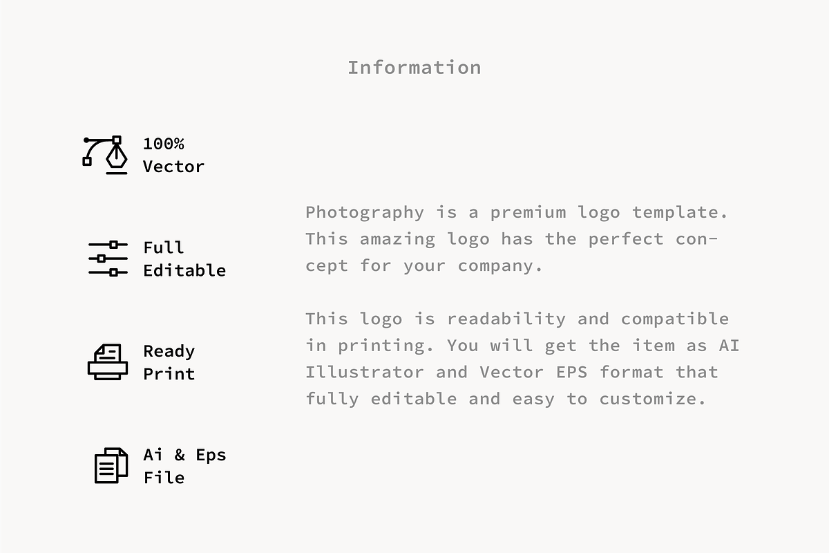 Photography - Premium Logo Template, a Branding & Logo Template by Minimalist Logos (Photo 2 of 7)