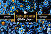 Dark Blue Flowers Seamless Patterns, a Pattern Graphic by Creative Store (Thumbnail 1 of 5)
