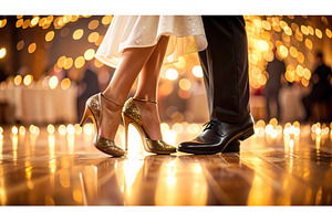 A couple dances under festive lights, an Architecture Photo by Igor Tichonow