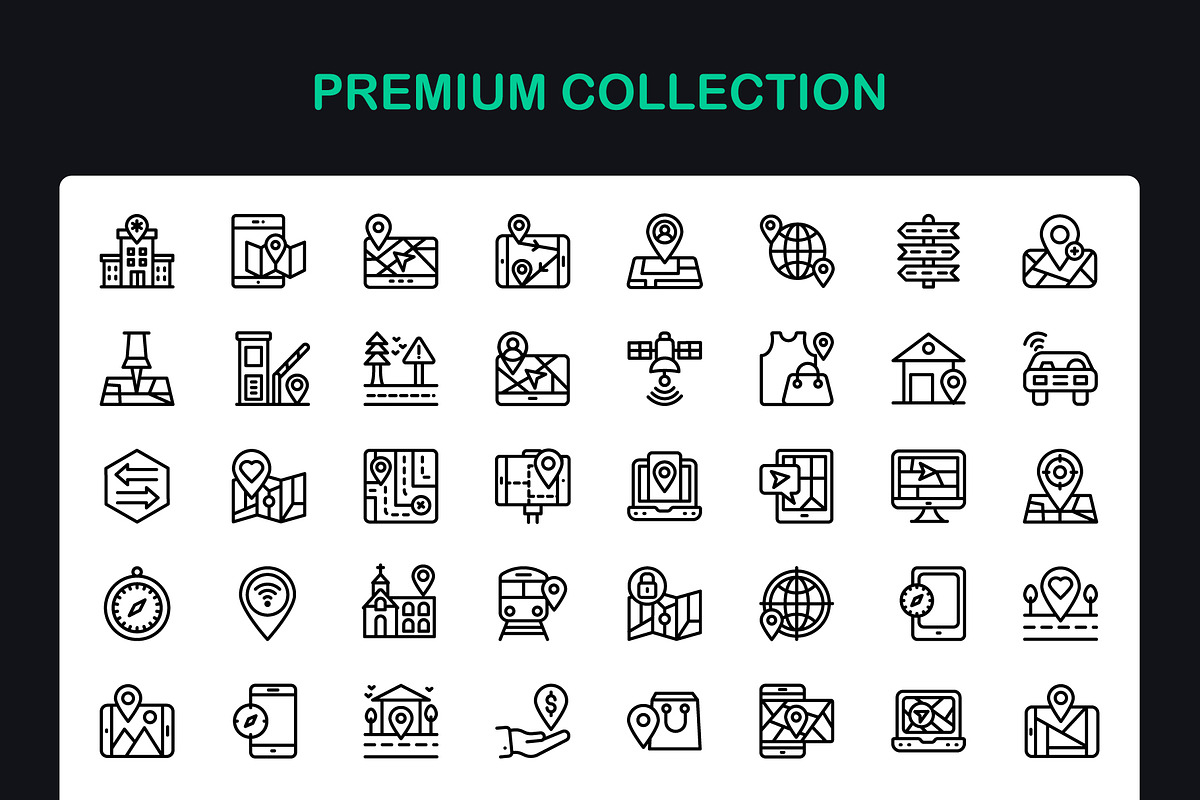 Location Maps Linear Icons, an Outline Icon by Brickclay (Photo 3 of 5)