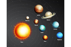 Sun and eight planets, an Education Illustration by Yayasya