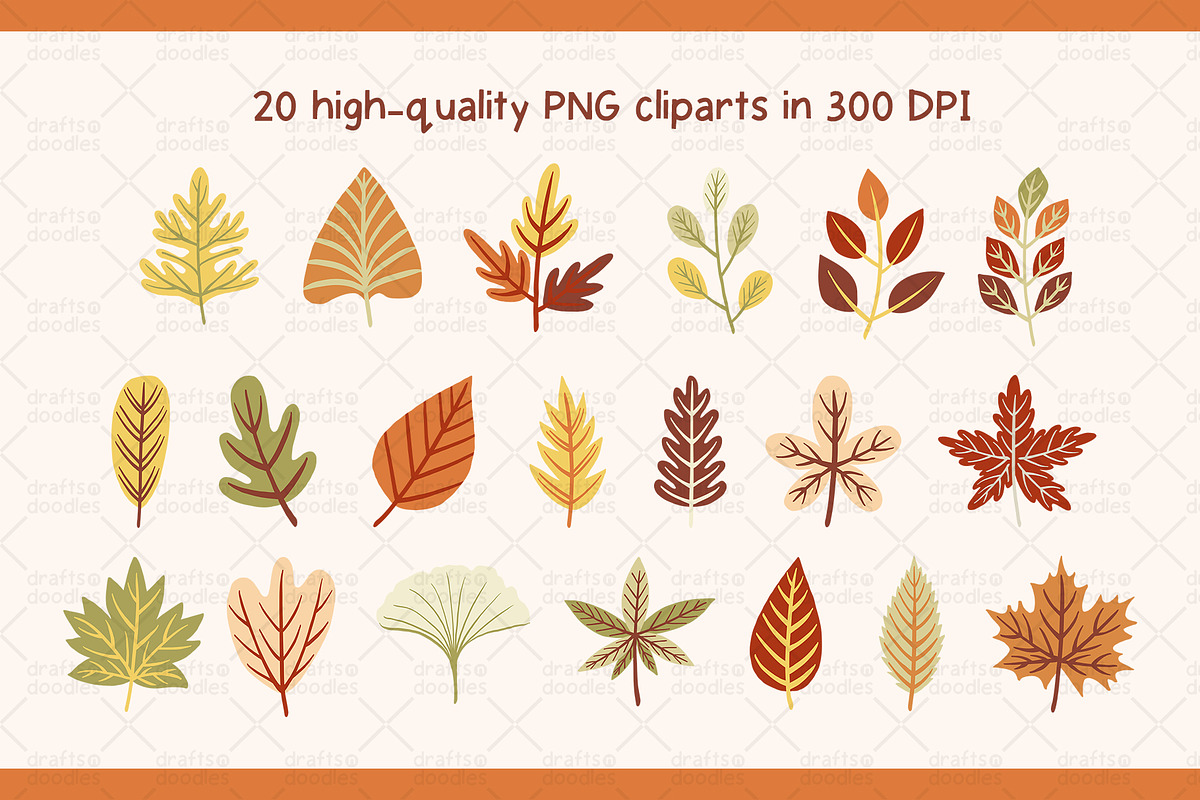 Autumn Leaves Clipart and Patterns, a Pattern Graphic by Drafts n Doodles (Photo 2 of 8)