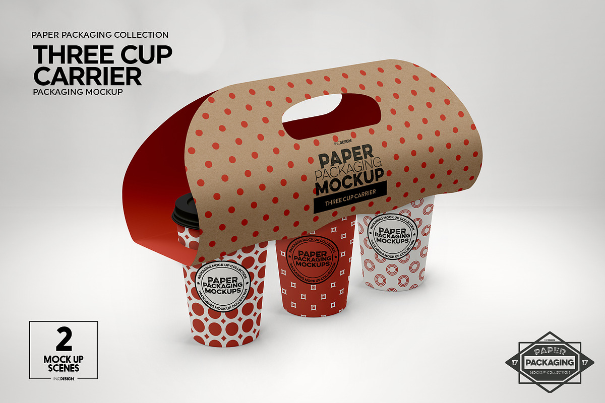 Three Cup Paper Carrier Mockup, a Cups & Container Mockup by INCDesign (Photo 4 of 12)