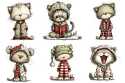 Winter Pajama Cats Clipart, an Illustration by Craft Nest (Thumbnail 7 of 11)