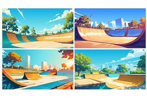 Cartoon Skate Park. Skateboard