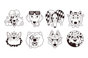 Funny dog avatars set + backgrounds, an Animal Illustration by PaperTrident (Thumbnail 6 of 13)