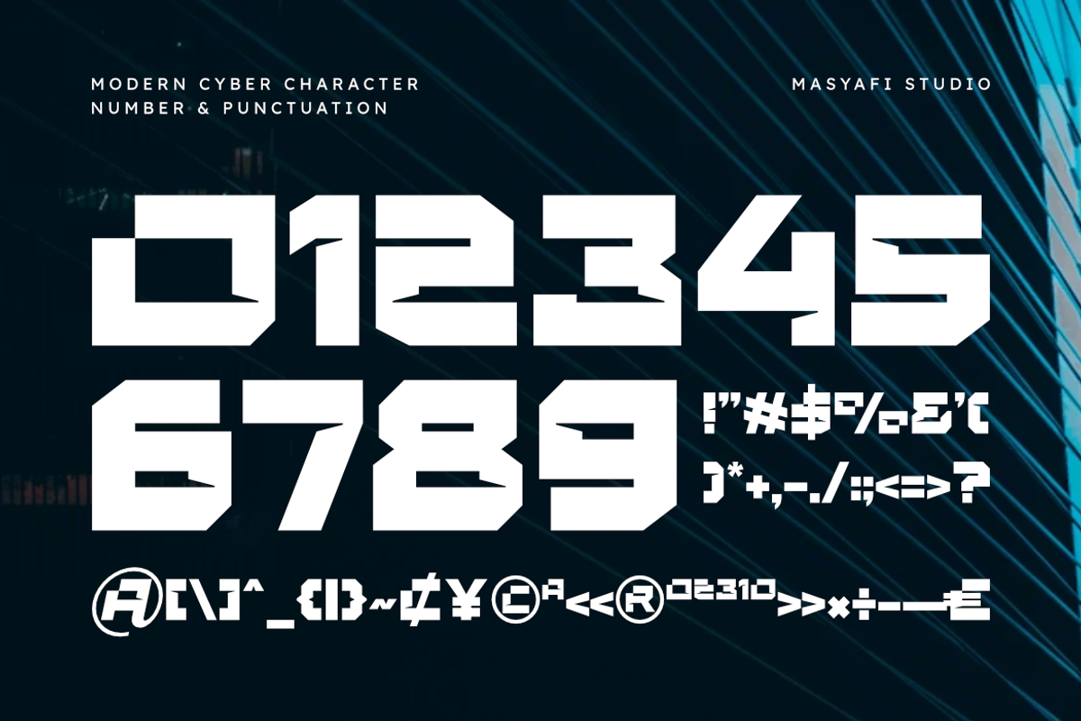 Modern Cyber | Futuristic Font, a Symbol Font by Masyafi Studio (Photo 4 of 8)