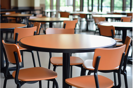 cafeteria space with orange laminate, a Food & Drink Photo by Lermont51