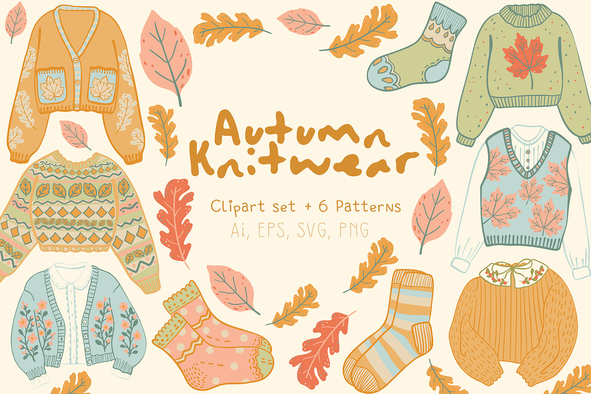 Autumn Knitwear Vector Clipart, a Seasonal Illustration by Carpet Tapete Pretzel (Photo 1 of 5)