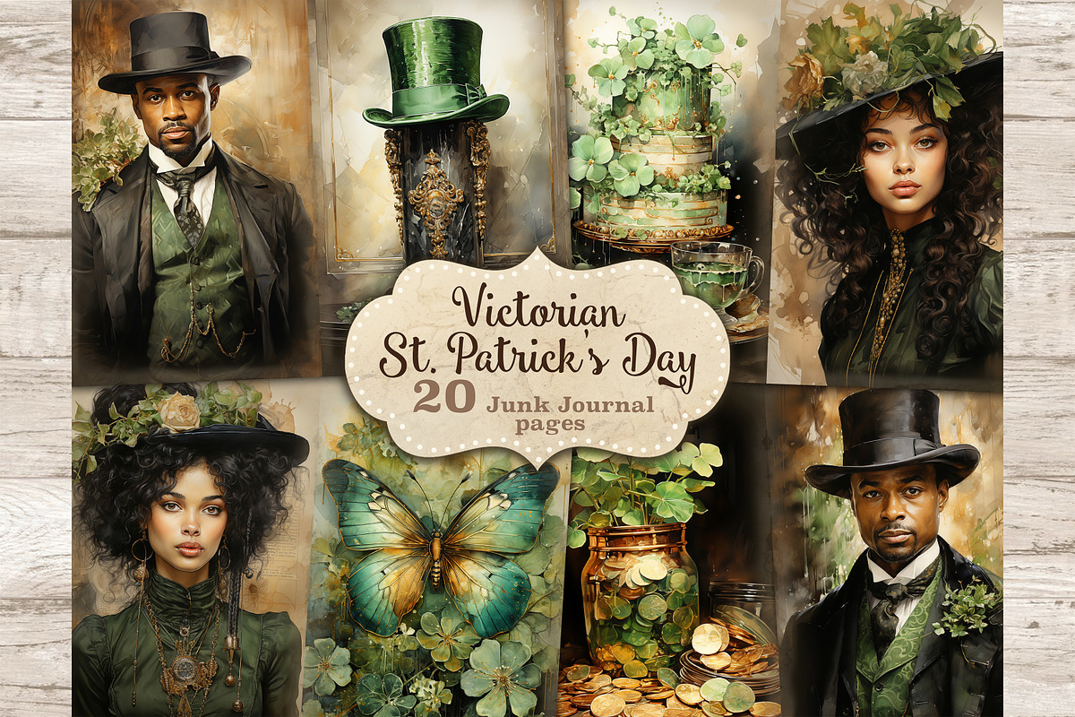 St. Patrick's Day Junk Journal Pages, a Seasonal Illustration by GlamArtZhanna (Photo 1 of 10)