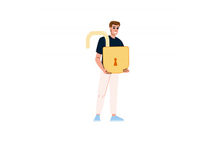 Man holding an open padlock, a Technology Illustration by pikepicture