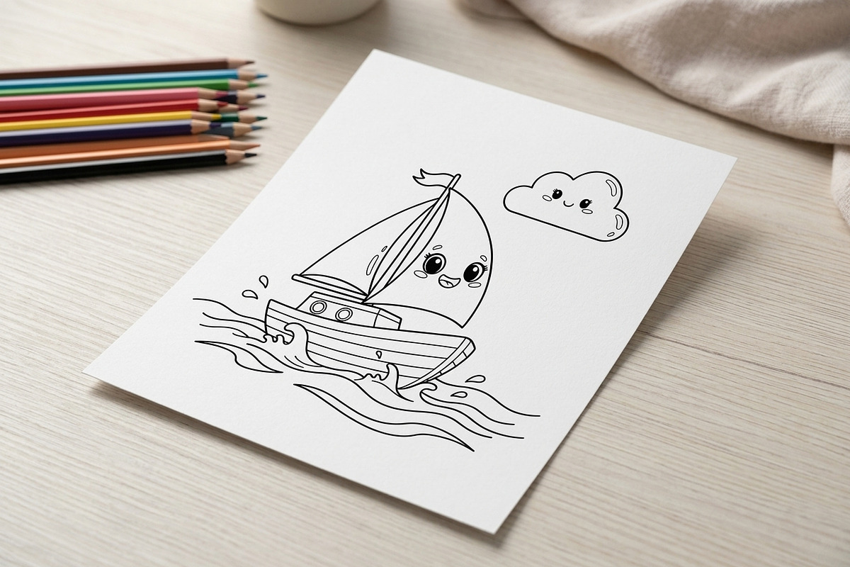 182 Boat Coloring Pages for Kids, a Transportation Illustration by ikarifq shop (Photo 3 of 5)