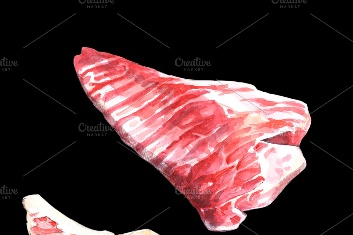 Raw Meat Watercolor set, a Food Illustration by wedraw (Photo 4 of 8)