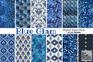 Blue Glam Luxury Glitter Art Deco