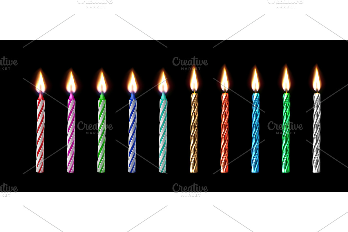 Colorful 3d birthday candle set with, an Object Illustration by art PVP - market