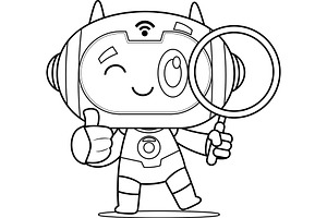 Outlined AI Robot Chat Bot, an Illustration by HitToon