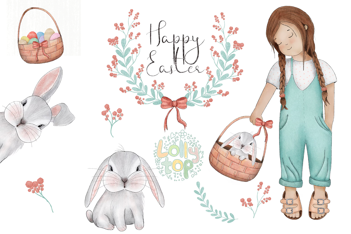Happy Easter - Cliparts, an Illustration by Lolytop Studio (Photo 1 of 2)