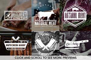 Set Of Meat Shop Logo And Badges