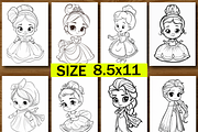 Princess Coloring Pages for Kids, an Illustration by Design Zone (Thumbnail 4 of 7)