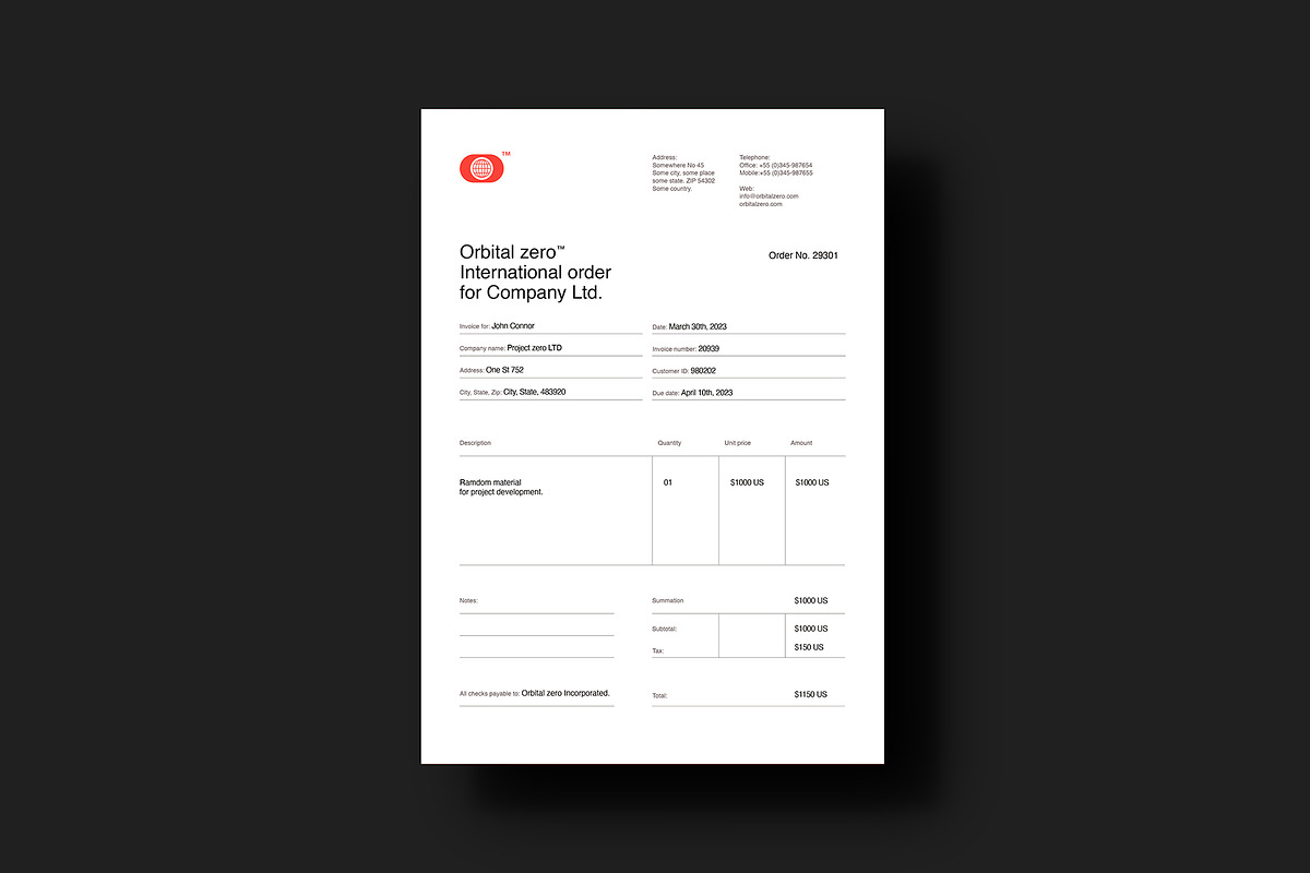 Invoice templates - Orbital Zero, a Stationery Template by Srg® (Photo 6 of 12)
